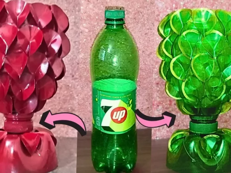 چگونه با بطری پلاستیکی یک گلدان فانتزی درست کنیم ؟
