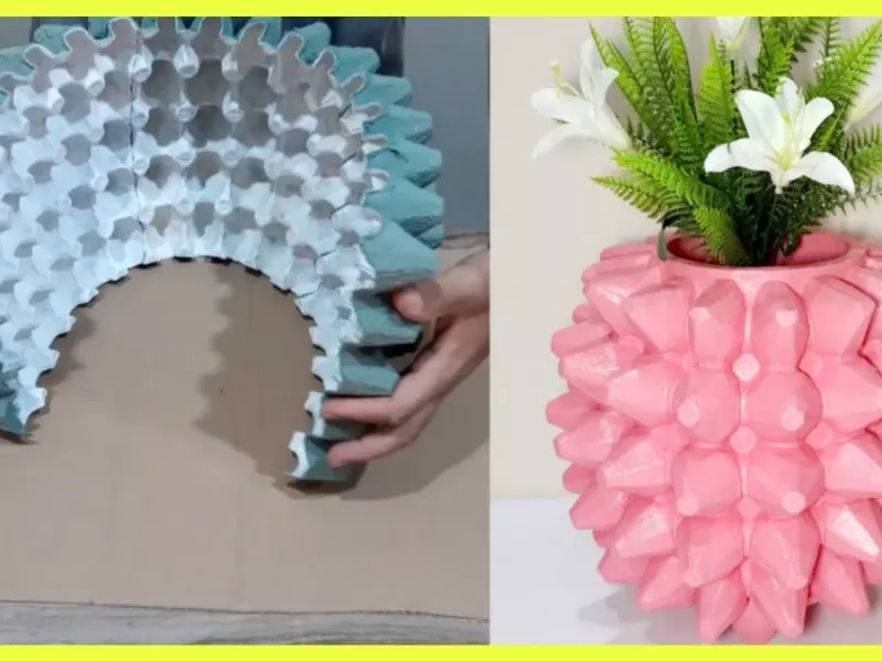 ایده نحوه ساخت گلدان تزئینی با کارتن تخم مرغ !