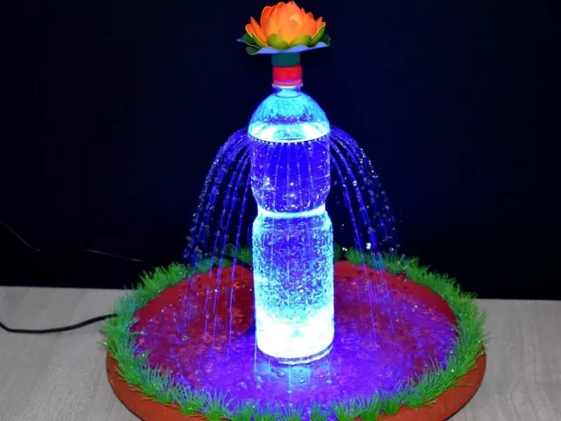 نحوه ساخت آبنمای رومیزی با بطری پلاستیکی و LED بسیار آسان و سریع !