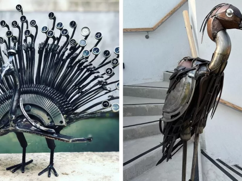 این هنرمند مجسمه های خیره کننده ای از قطعات فلزی بازیافتی خلق میکند !