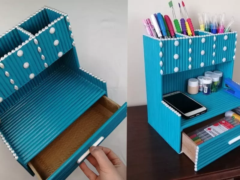 با کاغذ باطله کمد برای مرتب کردن لوازم التحریرت درست کن !