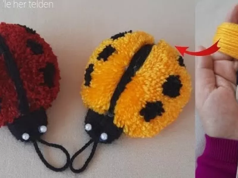 طرز تهیه پف دارترین و شیرین ترین کفشدوزک کاموایی با چنگال !