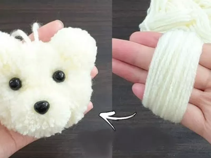 ساخت خرس عروسکی کاموایی ساده پوم پوم با انگشت !