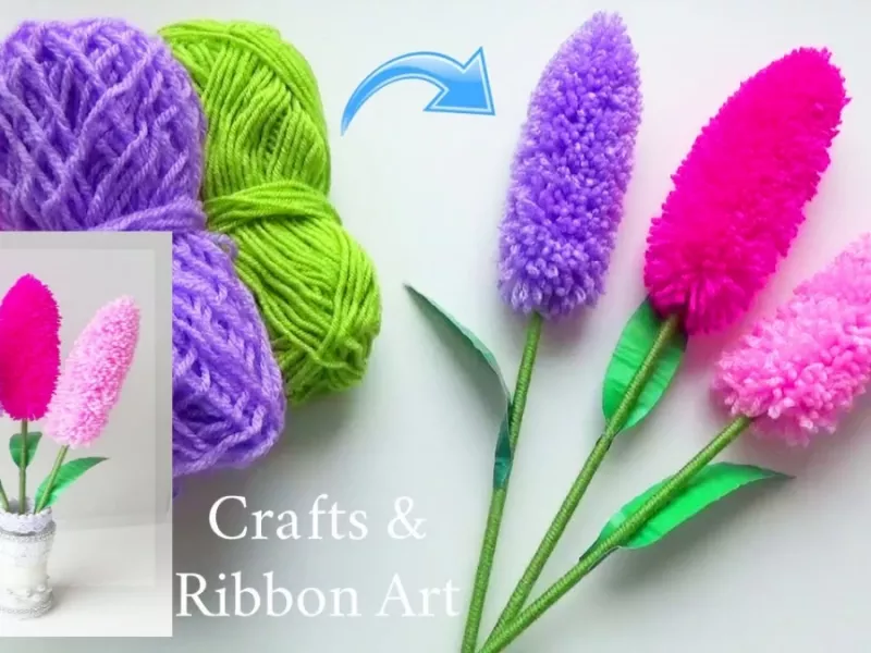 چگونه گل اسطوخودوس زیبا با کاموا بسازیم !