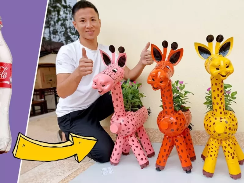 بازیافت بطری های پلاستیکی به گلدان های زیبای زرافه برای باغ و باغچه شما ! بازیافت بطری های پلاستیکی به گلدان های زیبای زرافه برای باغ و باغچه شما !