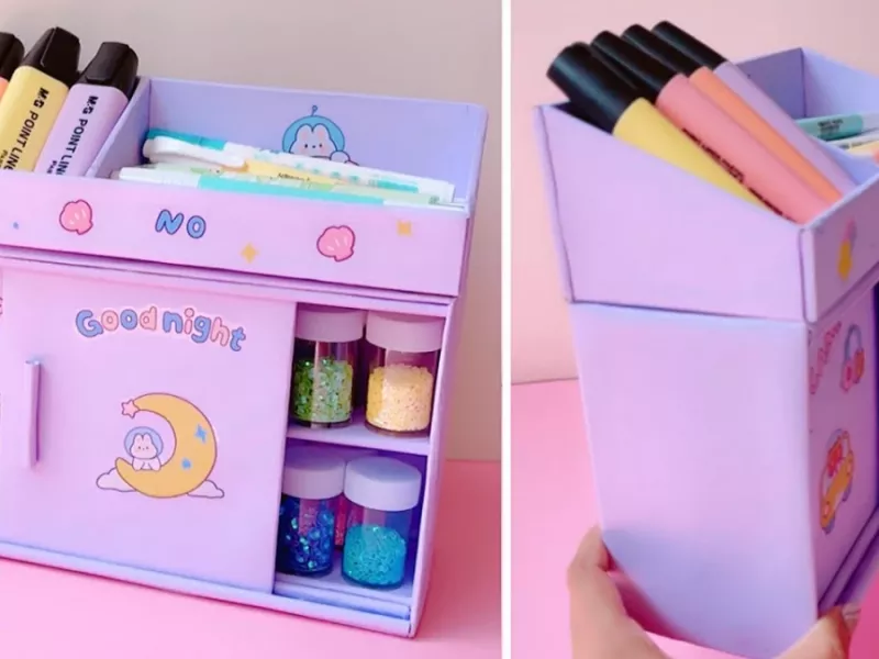 ایده صنایع دستی کاغذی آسان / برای روی میز تحریرت این جعبه ی فوق العاده جالب را بسازید !