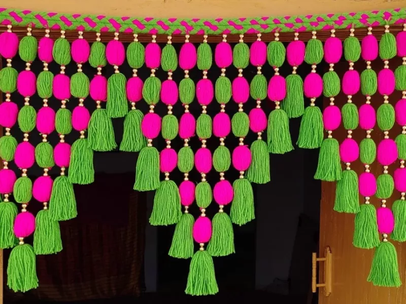 ساخت توران درب زیبا و آسان از نخ کاموایی / ایده کاردستی آویز درب