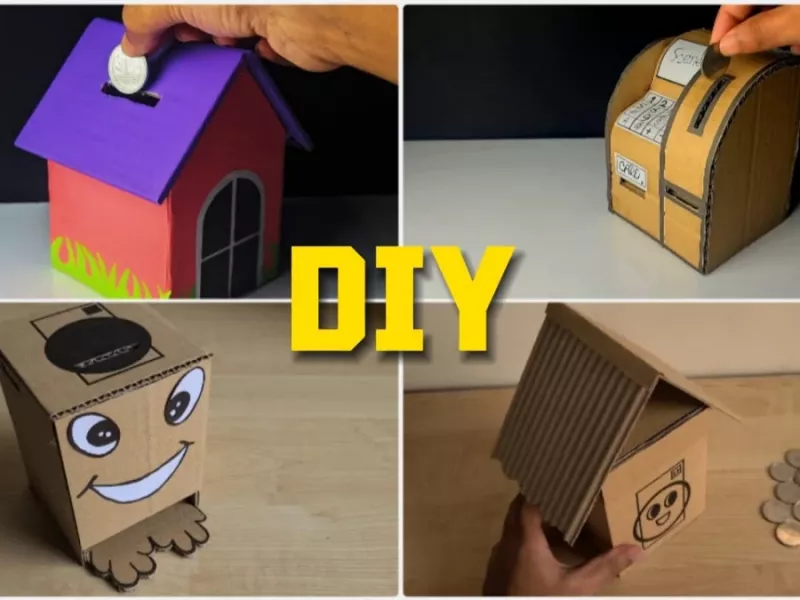 با مقوا این 4 مدل قلک رو برای بچه ها بسازید / ایده ساخت صنایع دستی با مقوا