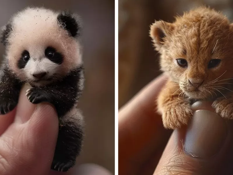 این هنرمند پرتره هایی از حیوانات کوچک می سازد که می توانند در کف دست انسان قرار گیرند !