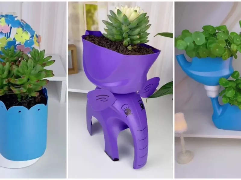 ایده های زیبا ساخت گلدان با بطری های پلاستیکی/ صنایع دستی با ظرف های پلاستیکی