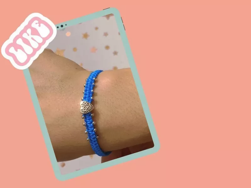 فقط با یک مهره قلبی و نخ آبی رنگ یک دستبند زیبا ببافید / آموزش دستبند برای مبتدی ها