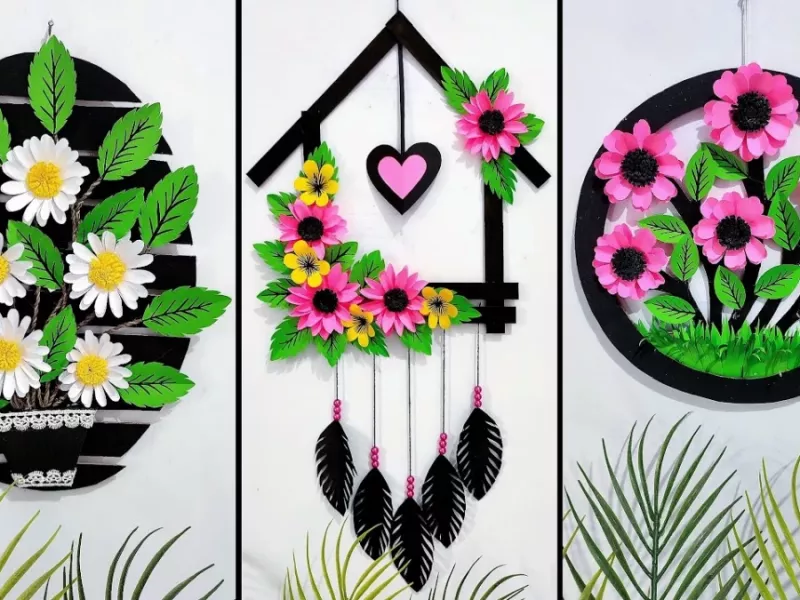 کاردستی دیوارکوب کاغذی / 3 ایده ساخت دیوارکوب با کاغذ