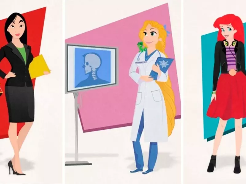 اگه شاهزاده خانم های دیزنی به شغل های امروزی مشغول باشند این شکلی می‌شدند!