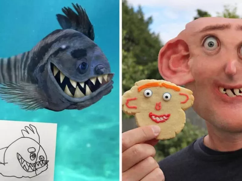 پدر هنرمند نقاشی های کودکش را با فتوشاپ به واقعیت تبدیل کرده است!