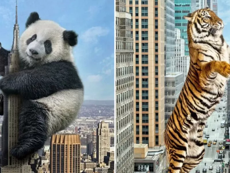 حمله حیوانات غول پیکر تجسم جالب این هنرمند شما را شوکه می‌کند!