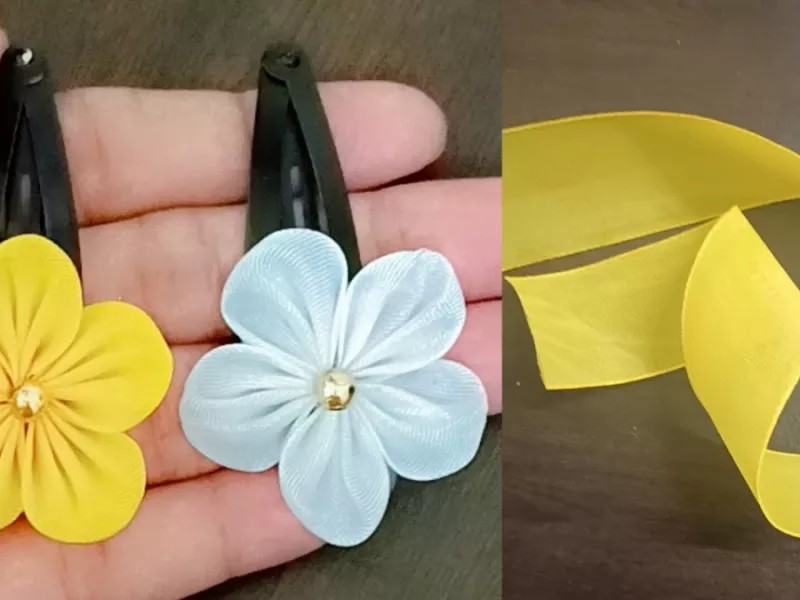 من در روز 30 تا از این گلسر ها درست میکنم ! سه سوته با روبان گل درست کن