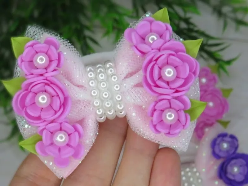 من با ساخت تعداد زیاد این گلسرهای زیبا کسب درآمد میکنم / ایده ساخت گلسر پاپیونی