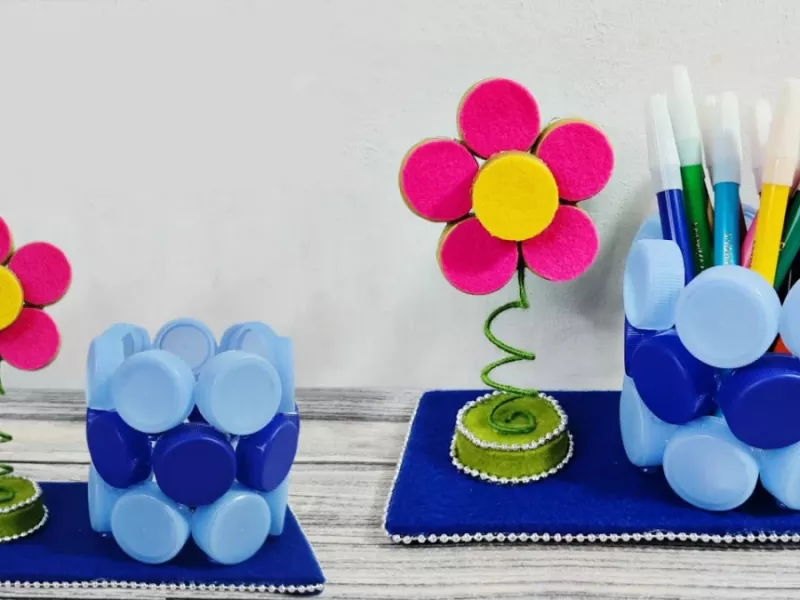 ساخت جای مداد از درب بطری / ایده های خلاقانه از درب بطری