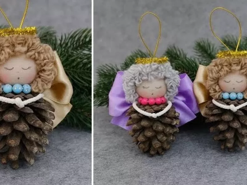 ساخت عروسک دکوری با مخروط کاج / ساخت کاردستی با مخروط کاج