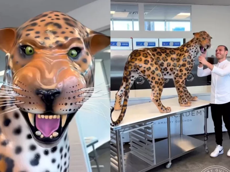 تایم لپس ساخت مجسمه شکلاتی بسیار بزرگ پلنگی!