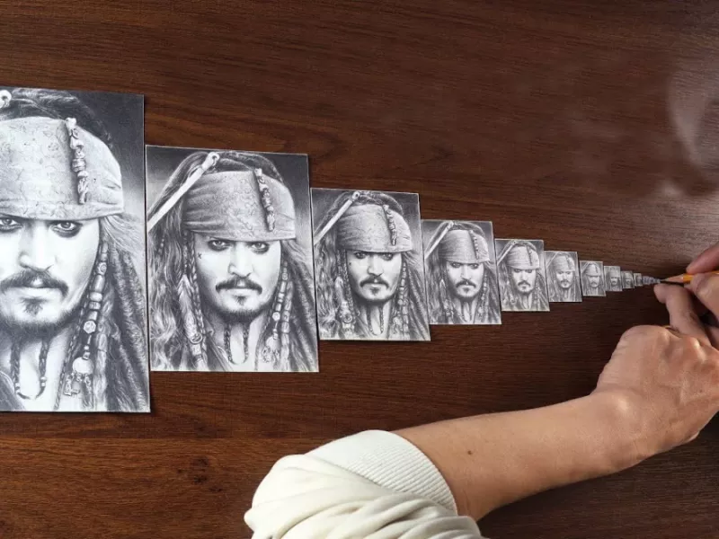 پرتره 0.5 سانتی متری سیاه قلم جانی دپ!