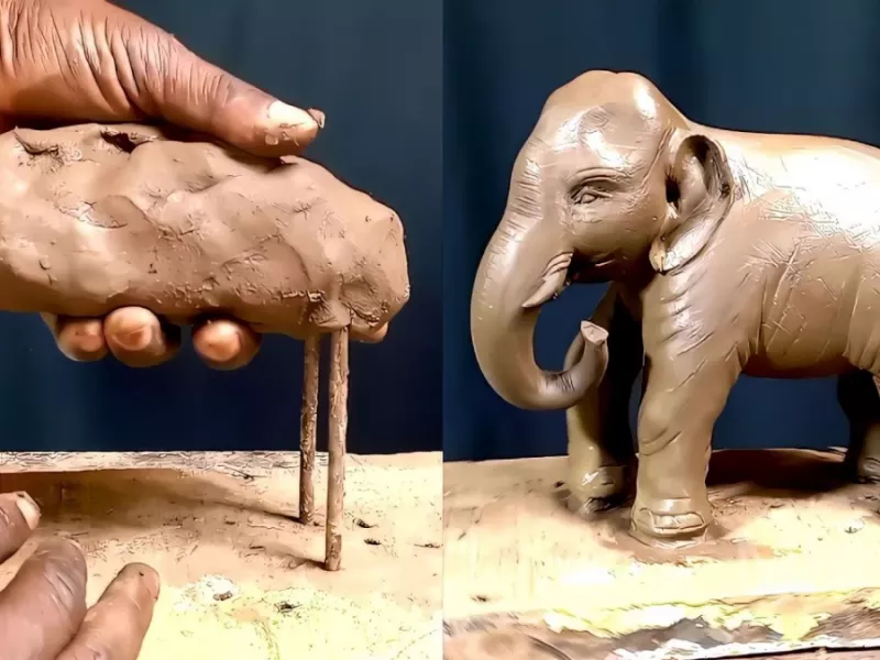 طرز درست کردن فیل با خاک رس بسیار آسان! / ساده ترین راه برای ساخت فیل از خاک رس!